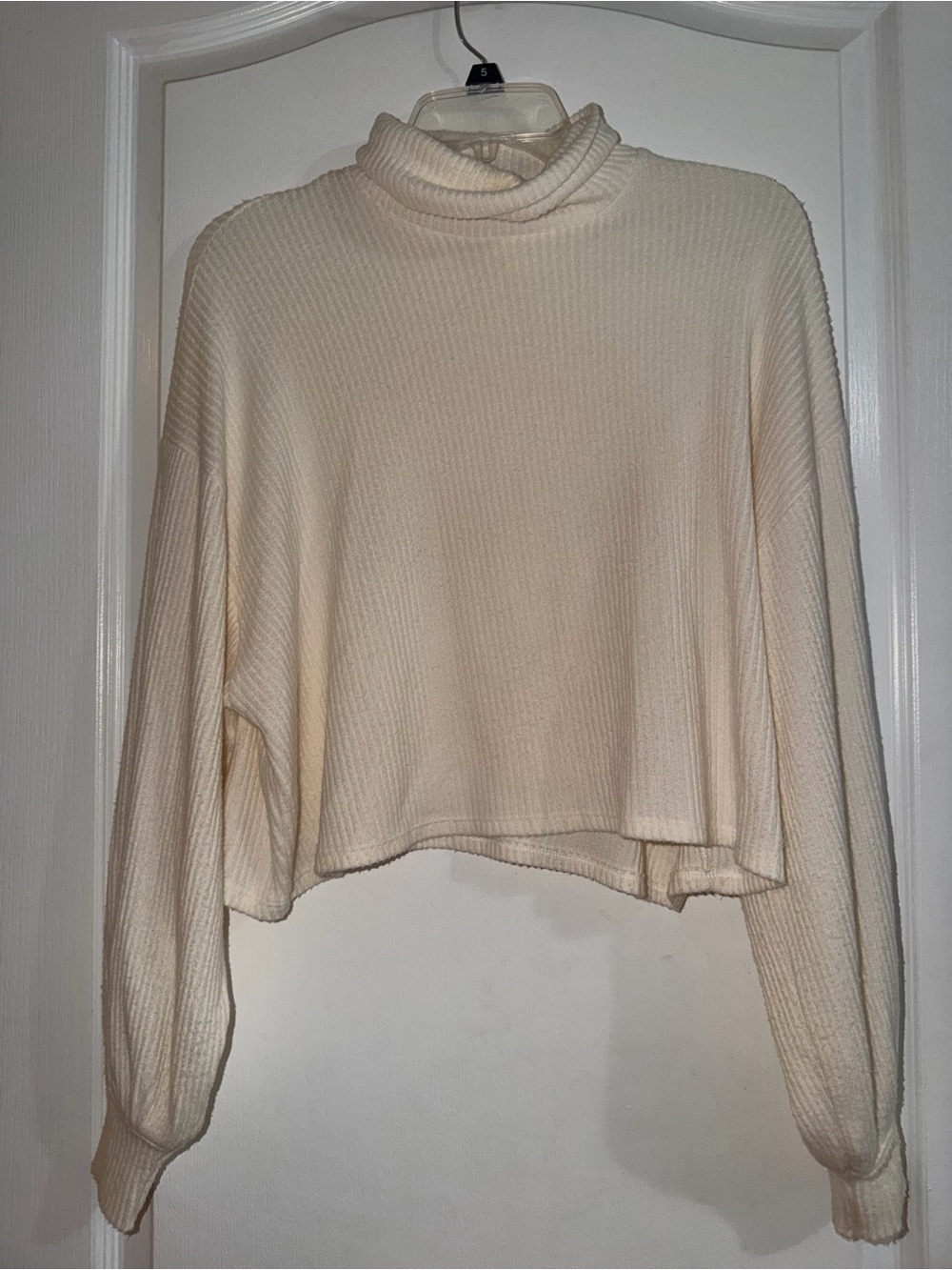 Hollister Cream Ribbed turtleneck Sweater